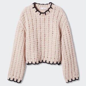 NWT Mango Wool Blend Contrast trim sweater Size M